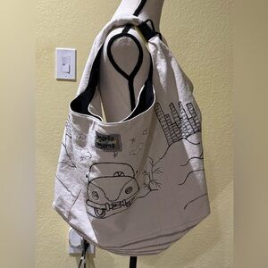 Maria Maria Hippie Canvas Stitched Hobo Bag